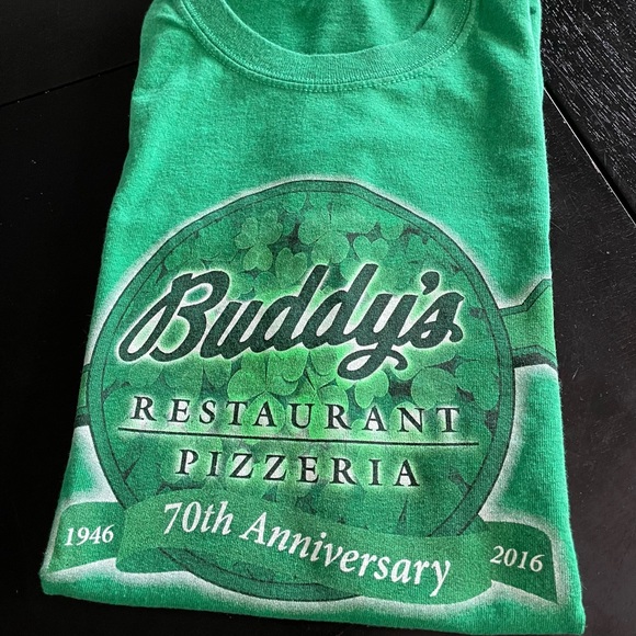 Buddy’s Pizzeria DETROIT St.Patricks Day GREEN Holiday Staff Shirt Unisex Medium - Picture 1 of 7